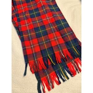Pendleton Scarf Unisex One Size Red Plaid 100% Virgin Wool Fringed Tartan USA